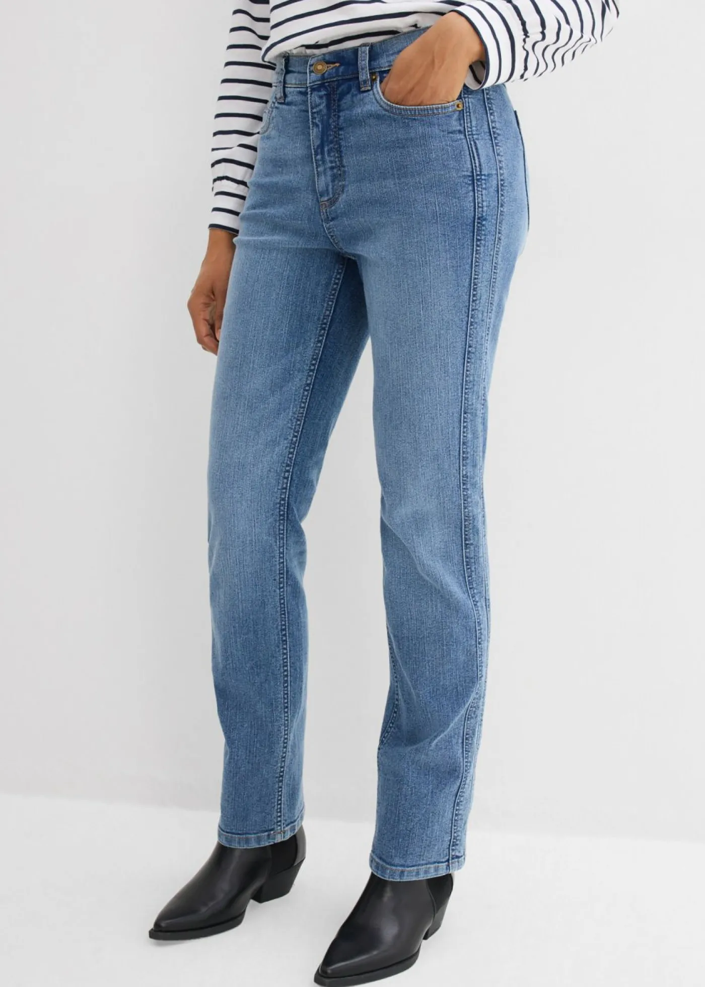 bonprix bonprix Vaqueros straight, high waist azul medio denim usado New