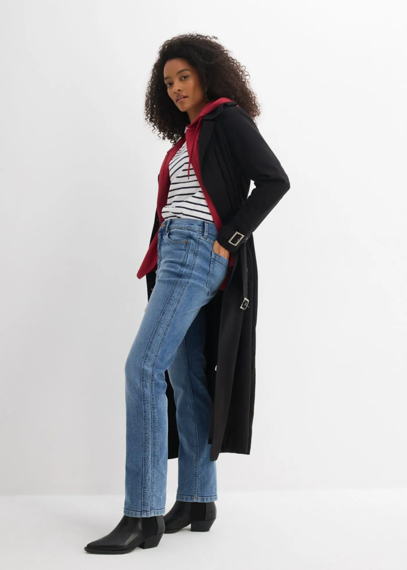 bonprix bonprix Vaqueros straight, high waist azul medio denim usado New