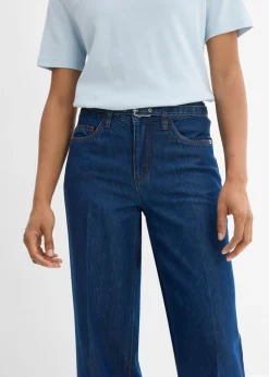 bonprix bonprix Vaqueros straight, loose, mid waist, de algodón Azul oscuro denim Online