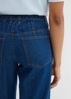 bonprix bonprix Vaqueros straight, loose, mid waist, de algodón Azul oscuro denim Online