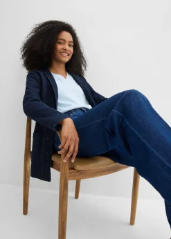 bonprix bonprix Vaqueros straight, loose, mid waist, de algodón Azul oscuro denim Online