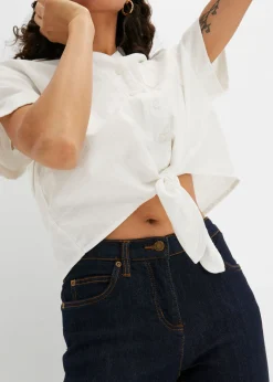 bonprix bonprix Vaqueros straight, mid waist, elásticos Azul marino Online
