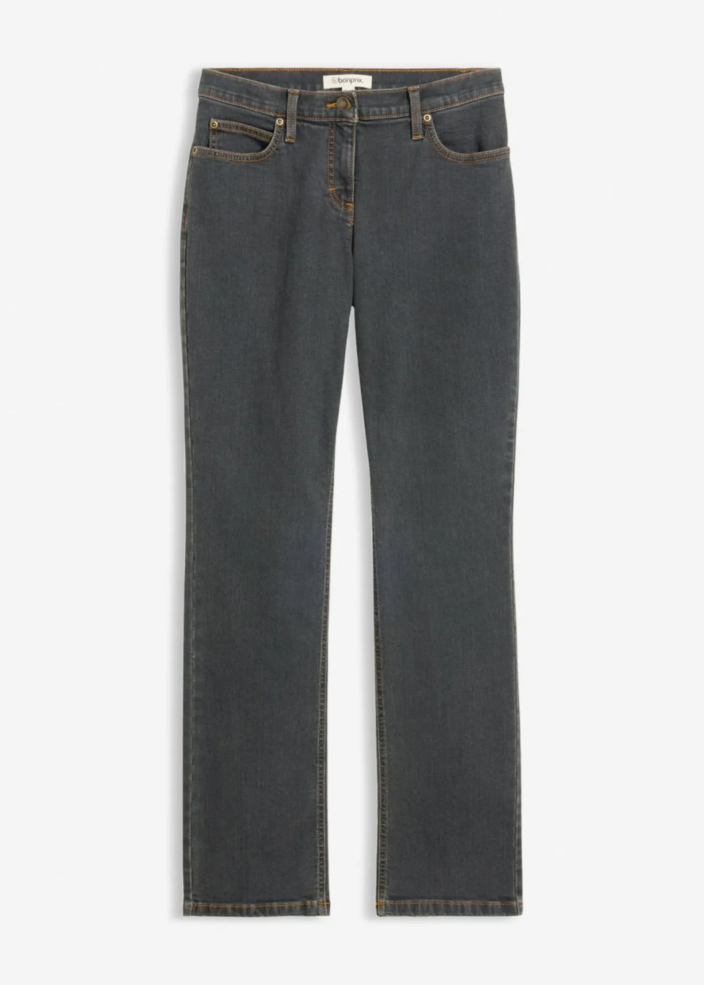 bonprix bonprix Vaqueros straight, mid waist, elásticos Negro Sale