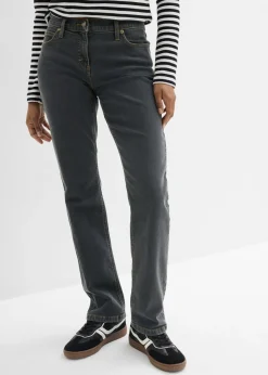 bonprix bonprix Vaqueros straight, mid waist, elásticos Negro Sale