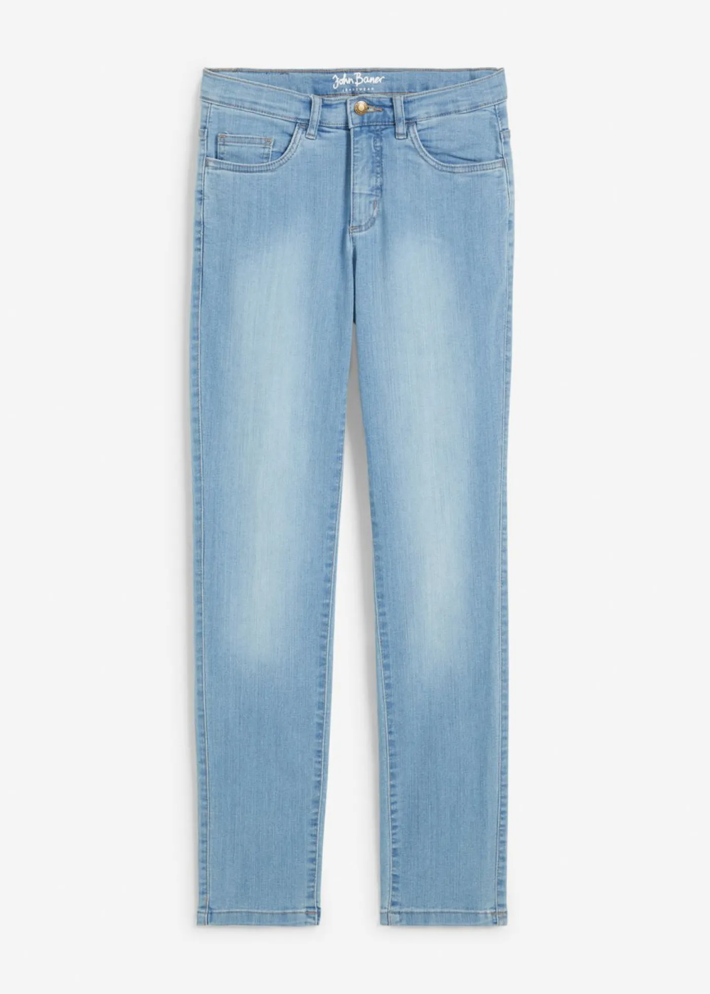 bonprix bonprix Vaqueros straight, mid waist, elásticos azul claro denim usado
