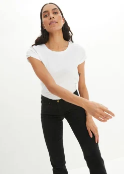 bonprix bonprix Vaqueros straight, mid waist, elásticos Sarga negra Discount