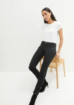 bonprix bonprix Vaqueros straight, mid waist, elásticos Sarga negra Discount