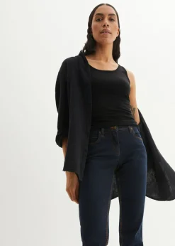 bonprix bonprix Vaqueros straight, mid waist, elásticos Azul marino Hot