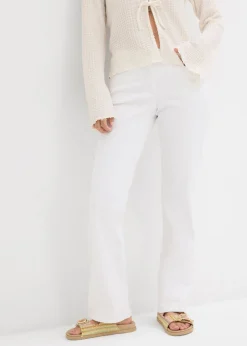 bonprix bonprix Vaqueros straight, mid waist, elásticos Blanco Online