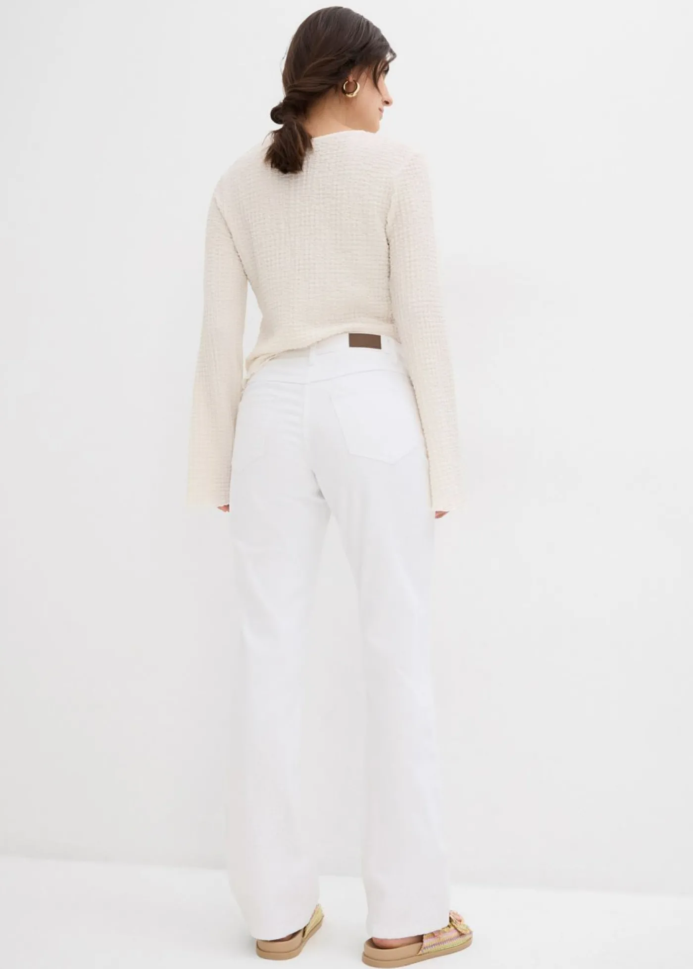 bonprix bonprix Vaqueros straight, mid waist, elásticos Blanco Online