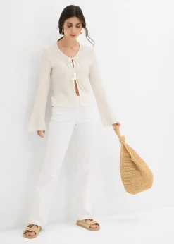 bonprix bonprix Vaqueros straight, mid waist, elásticos Blanco Online
