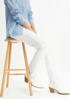 bonprix bonprix Vaqueros straight, mid waist, elásticos Blanco Online