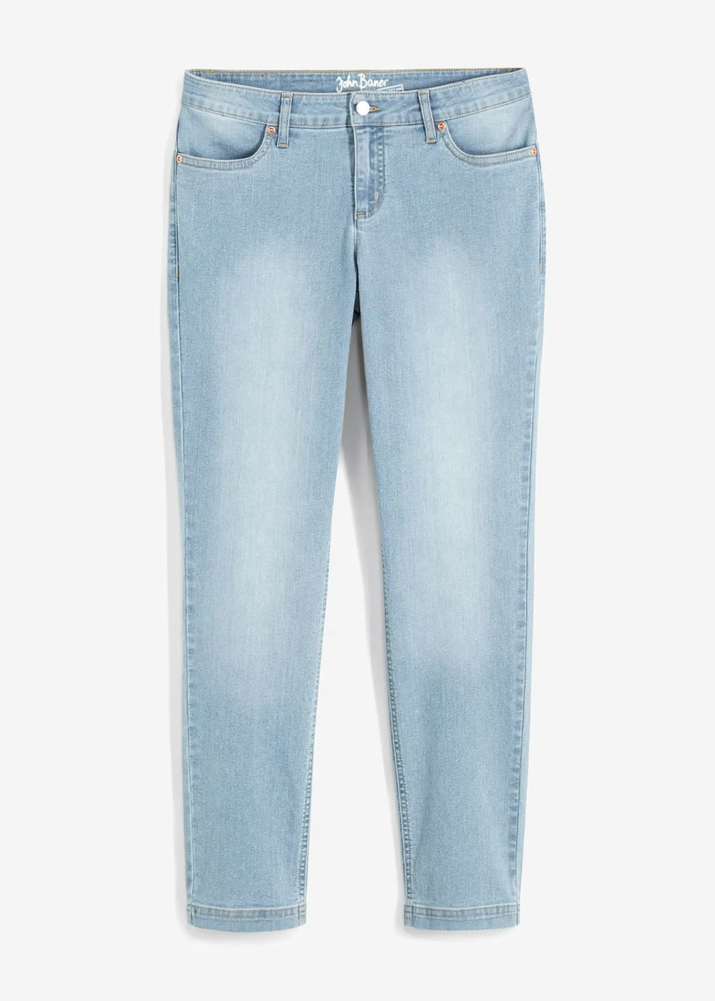 bonprix bonprix Vaqueros straight, mid waist, elásticos azul hielo denim usado Sale
