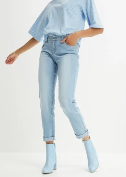 bonprix bonprix Vaqueros straight, mid waist, elásticos azul hielo denim usado Sale