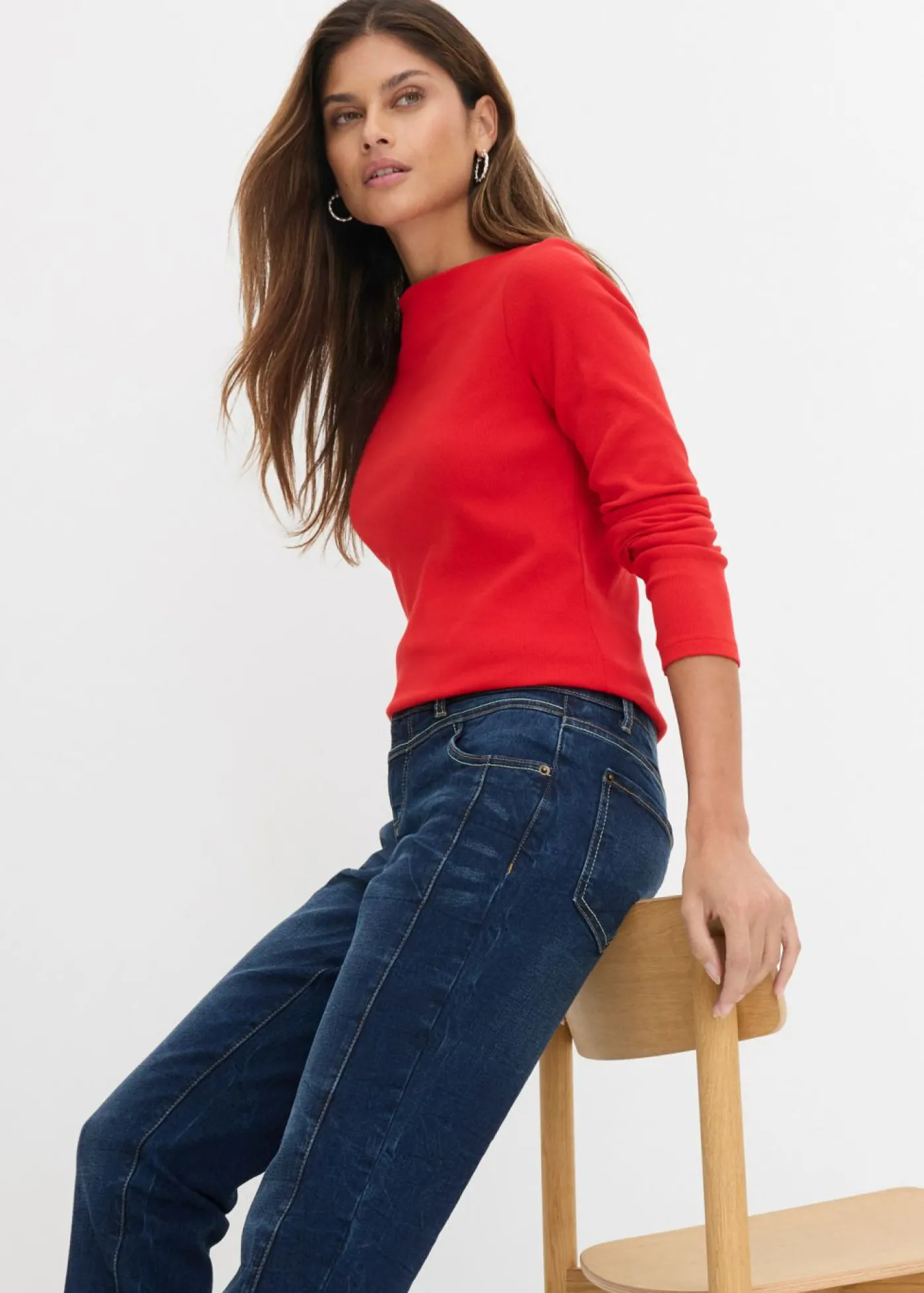 bonprix bonprix Vaqueros straight, mid waist Denim claro desgastado Outlet