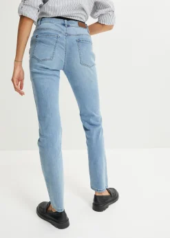 bonprix bonprix Vaqueros straight, mid waist, elásticos Denim claro desgastado Online