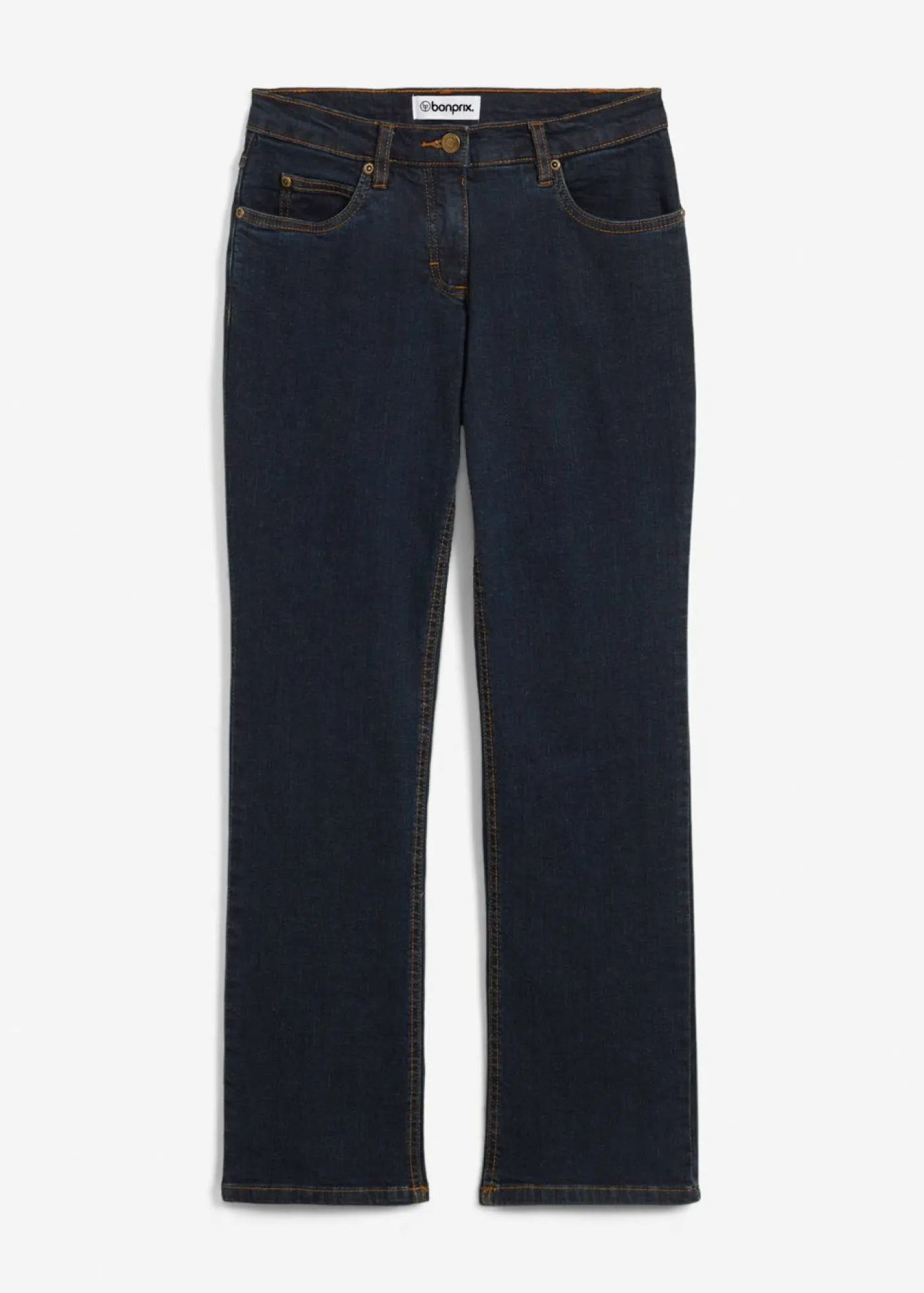 bonprix bonprix Vaqueros straight, mid waist, elásticos Azul marino Sale