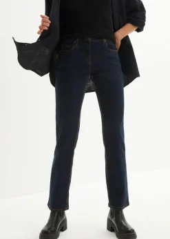 bonprix bonprix Vaqueros straight, mid waist, elásticos Azul marino Sale