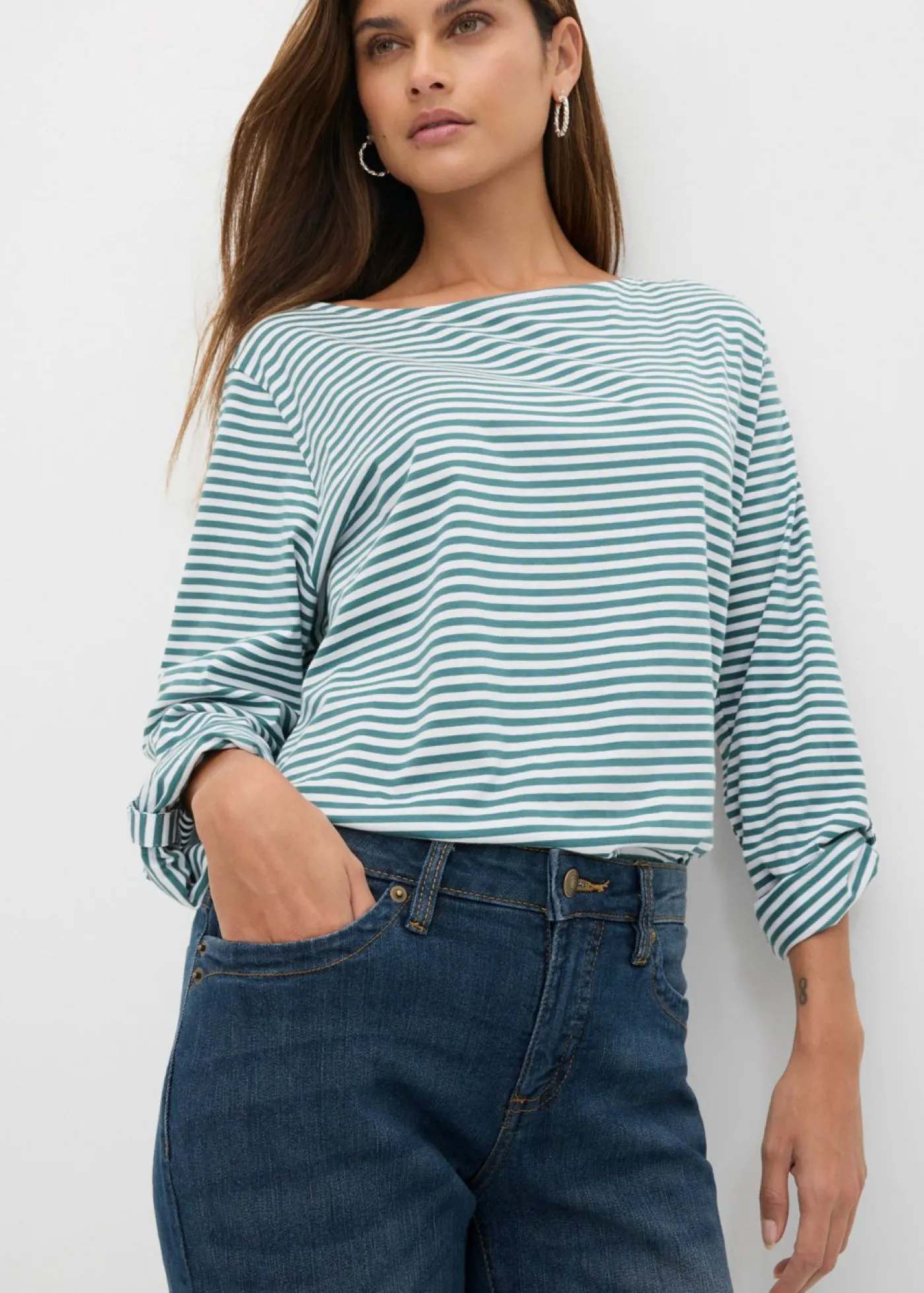bonprix bonprix Vaqueros straight, mid waist, elásticos Azul marino desgastado