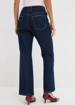 bonprix bonprix Vaqueros straight, mid waist, con piedras brillantes denim intenso Online