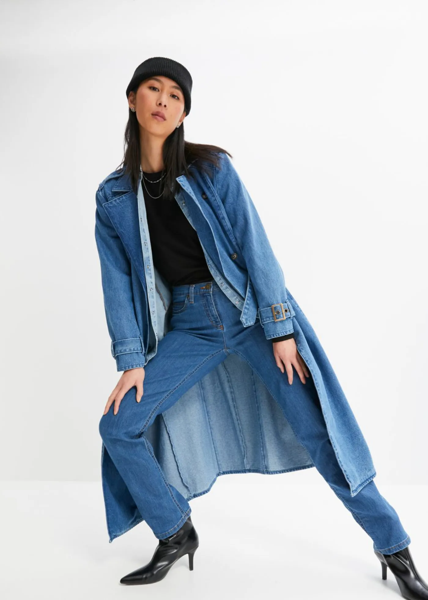 bonprix bonprix Vaqueros straight, mid waist, elásticos Azul Discount