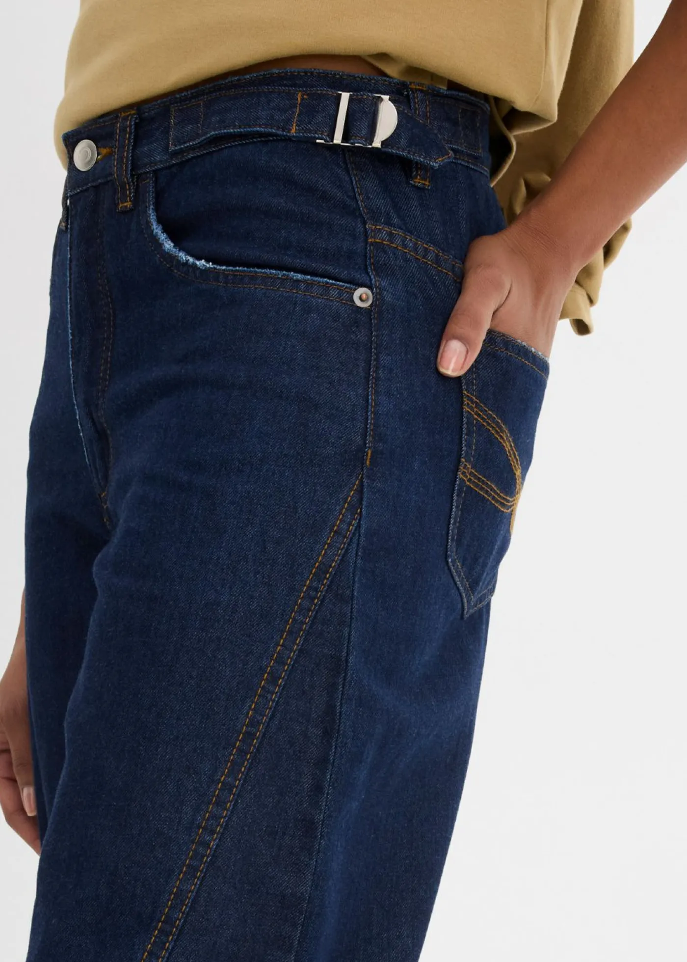 bonprix bonprix Vaqueros tipo balloon con talle medio Denim azul almirante sin lavar Clearance