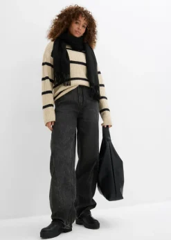 bonprix bonprix Vaqueros tipo balloon con talle medio Denim negro desgastado Best