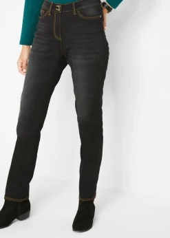 bonprix bonprix Vaqueros térmicos con talle medio, corte recto y cinturilla cómoda Negro denim Sale