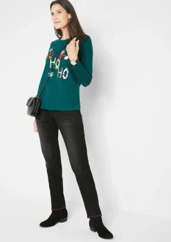 bonprix bonprix Vaqueros térmicos con talle medio, corte recto y cinturilla cómoda Negro denim Sale