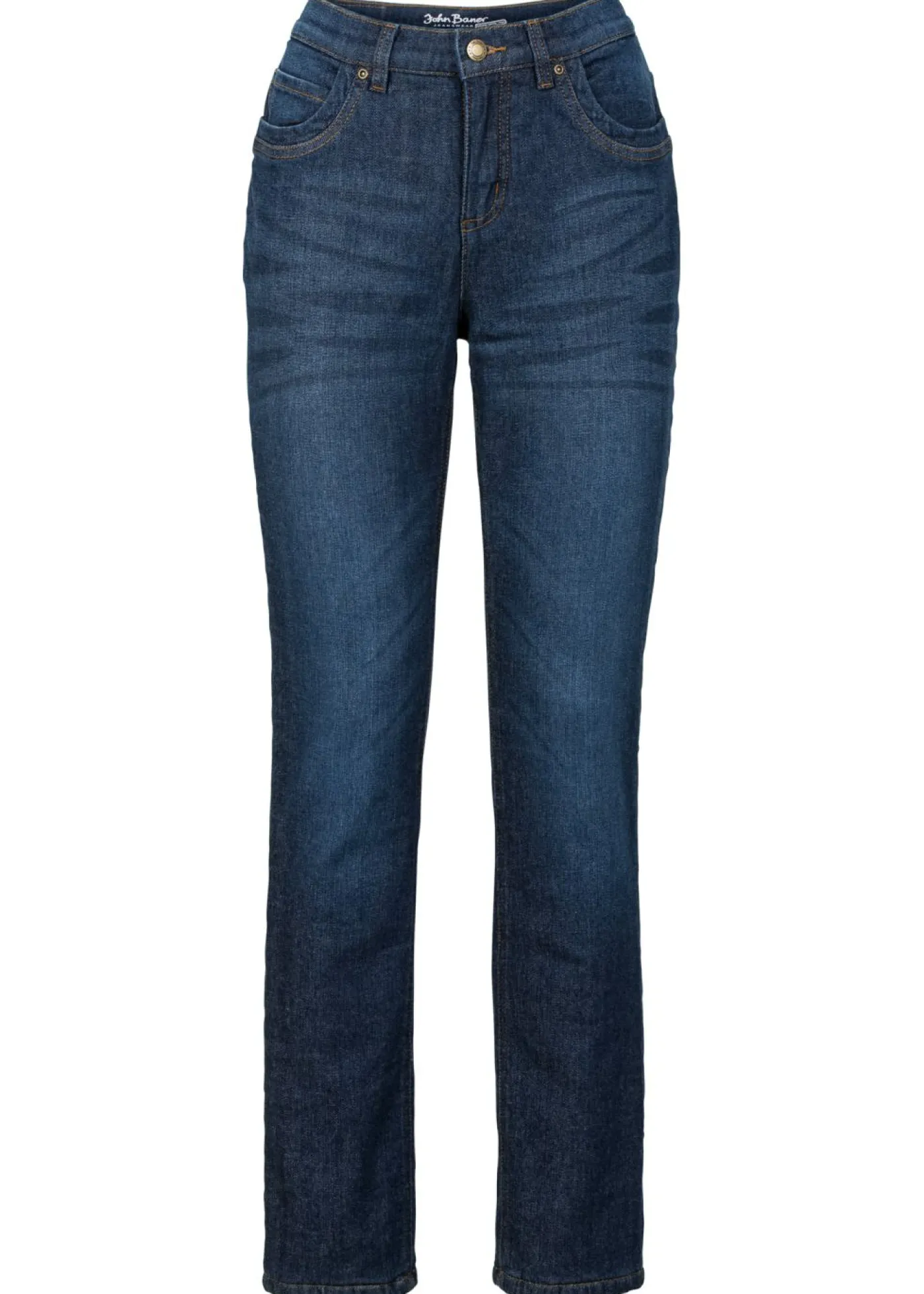 bonprix bonprix Vaqueros térmicos de talle alto y corte recto azul oscuro denim usado