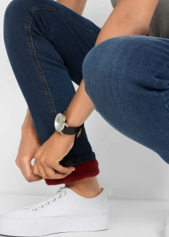 bonprix bonprix Vaqueros térmicos de talle alto y corte recto azul oscuro denim usado