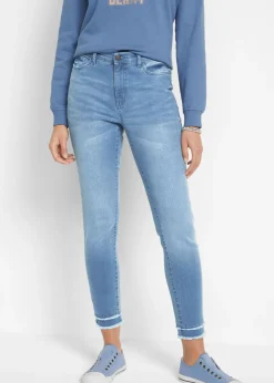 bonprix bonprix Vaqueros ultrasuaves de corte capri Denim claro desgastado Sale