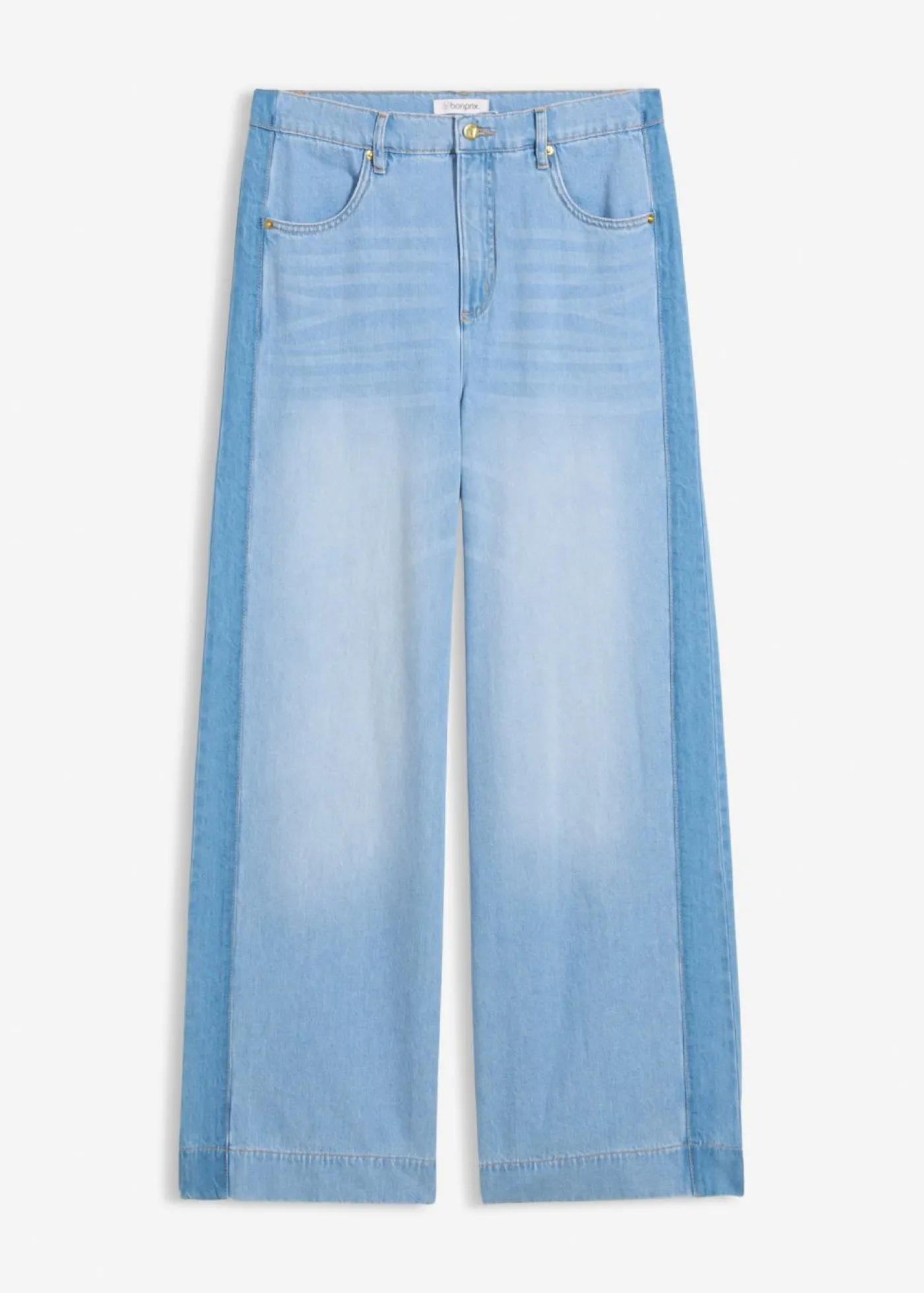 bonprix bonprix Vaqueros, wide leg, high waist, de algodón azul claro denim-azul piedra usado Clearance