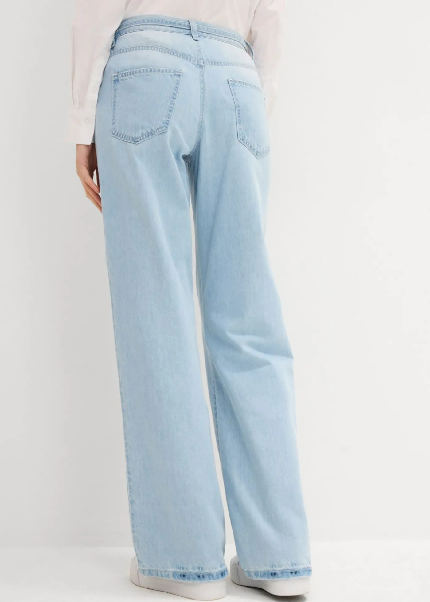 bonprix bonprix Vaqueros wide leg, mid waist, con cinturón azul hielo denim usado Best