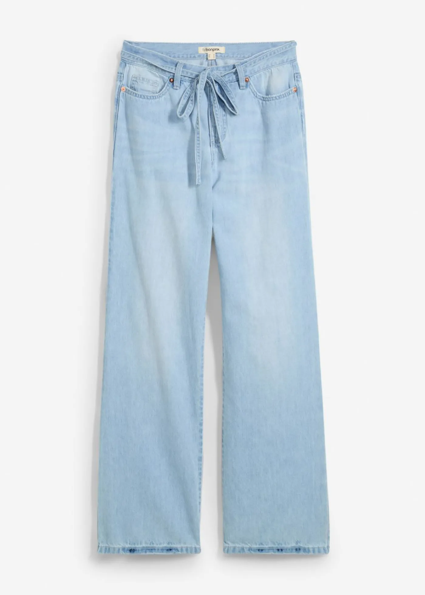 bonprix bonprix Vaqueros wide leg, mid waist, con cinturón azul hielo denim usado Best