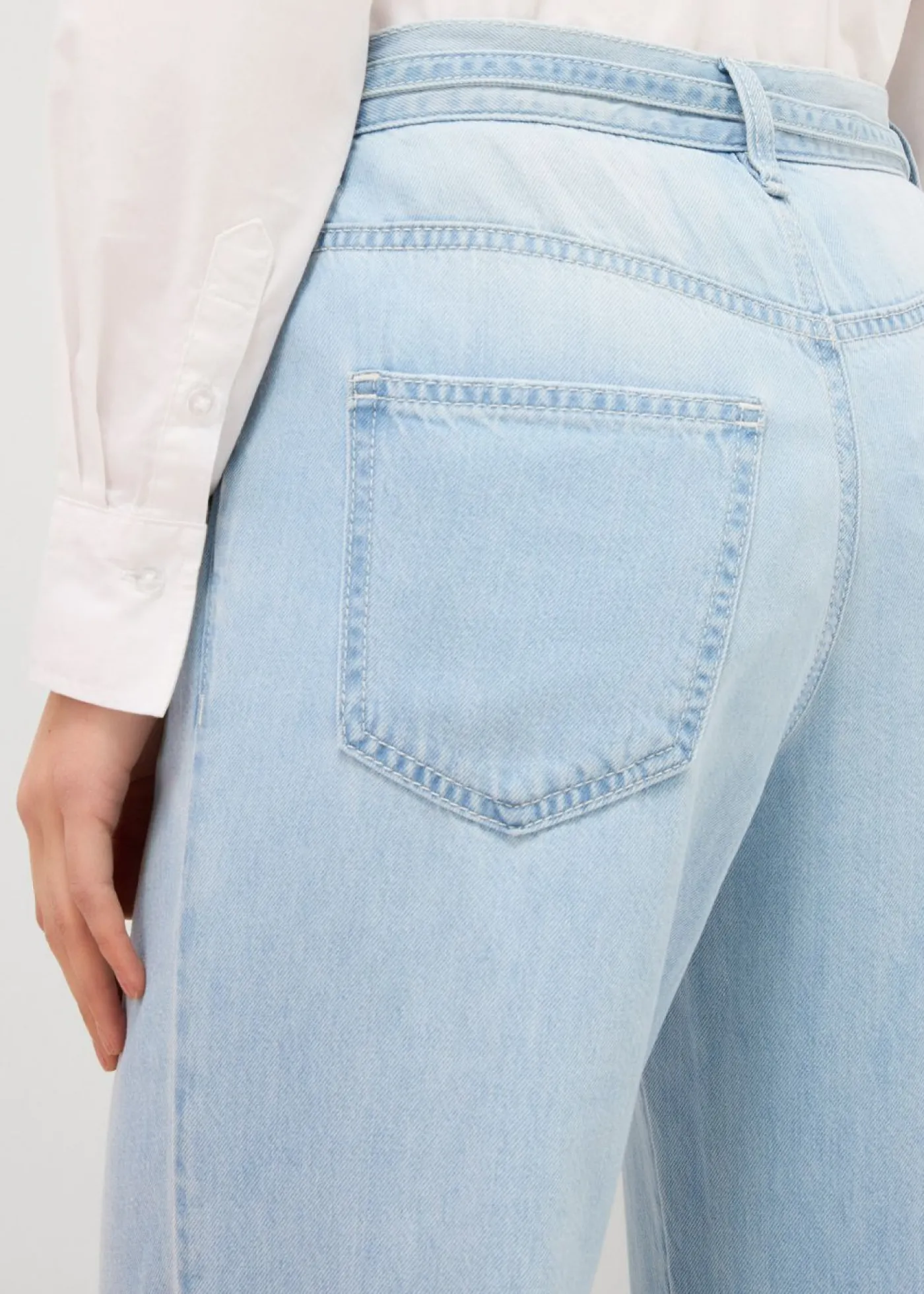 bonprix bonprix Vaqueros wide leg, mid waist, con cinturón azul hielo denim usado Best