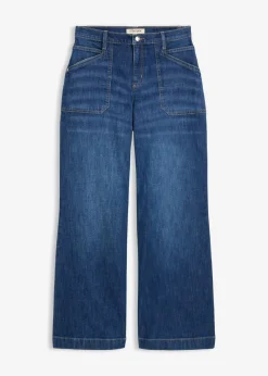bonprix bonprix Vaqueros wide leg, mid waist, con bolsillos Azul piedra Discount
