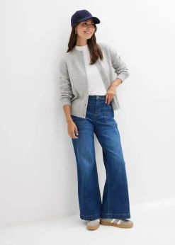 bonprix bonprix Vaqueros wide leg, mid waist, con bolsillos Azul piedra Discount
