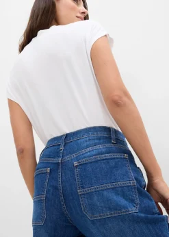 bonprix bonprix Vaqueros wide leg, mid waist, con bolsillos Azul piedra Discount
