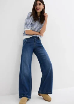bonprix bonprix Vaqueros wide-leg, high waist, súper suaves Azul piedra usado