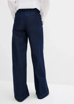 bonprix bonprix Vaqueros wide-leg, high waist, súper suaves Azul oscuro denim