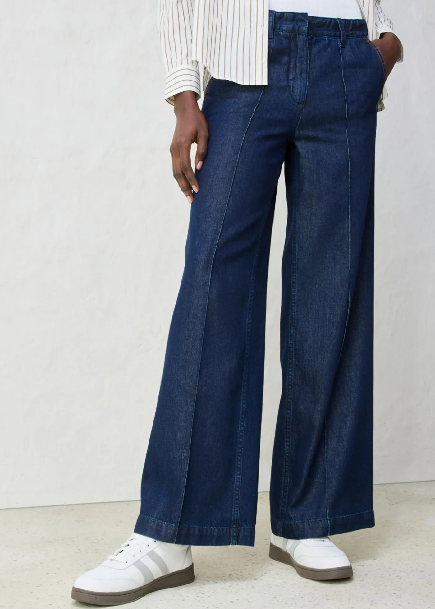 bonprix bonprix Vaqueros wide-leg, high waist, súper suaves Azul oscuro denim