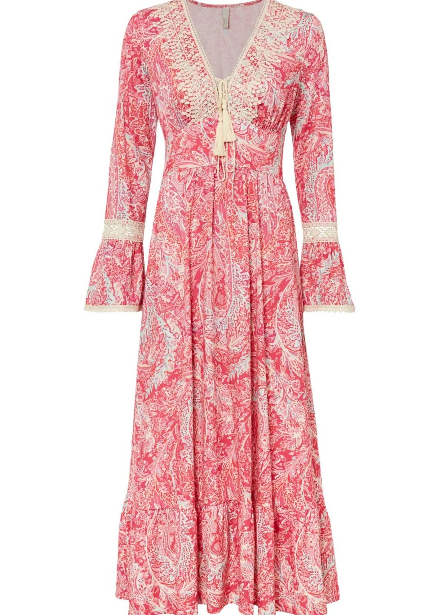 bonprix bonprix Vestido rosa caliente/blanco Hot