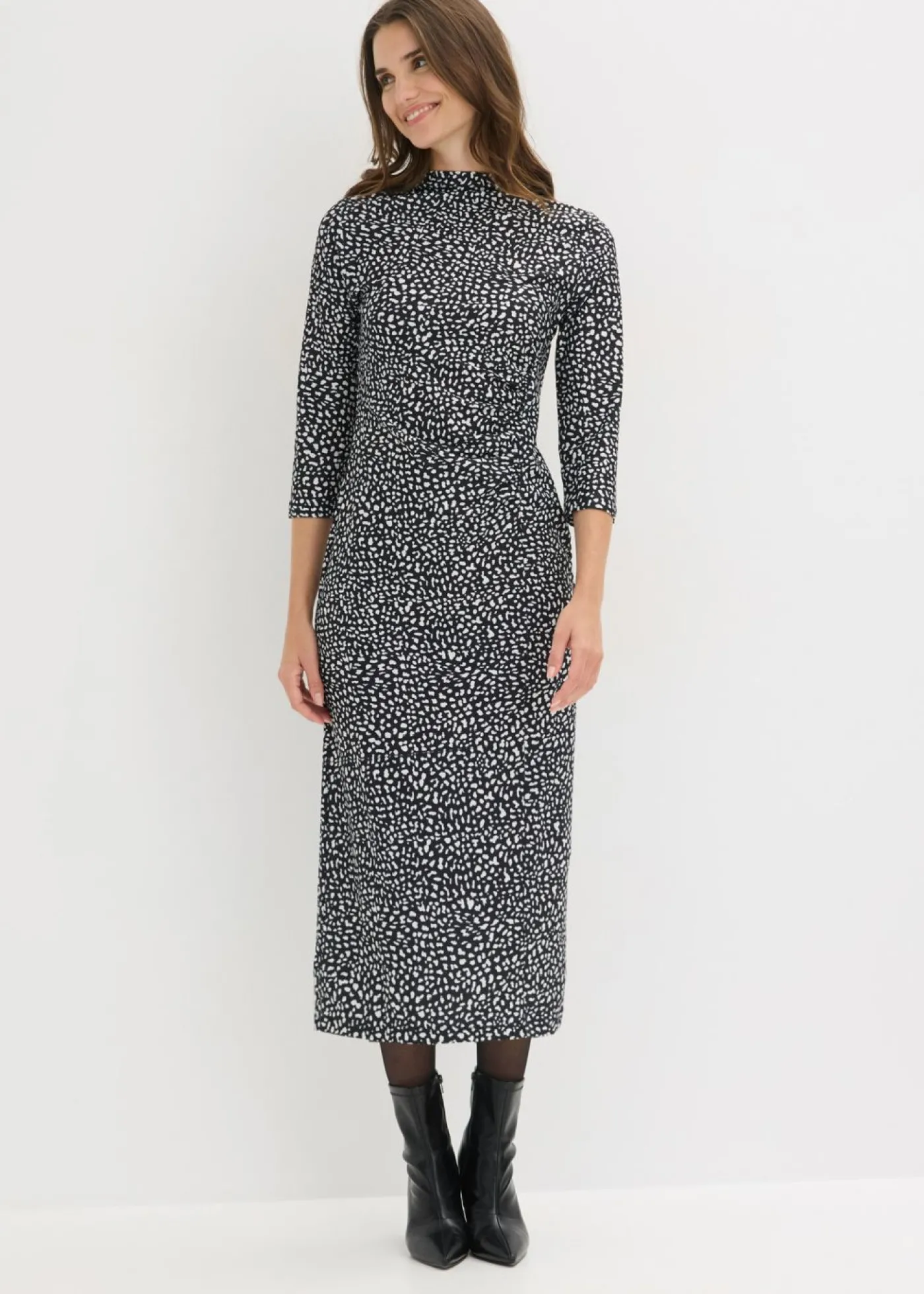 bonprix bonprix Vestido Negro-blanco estampado New