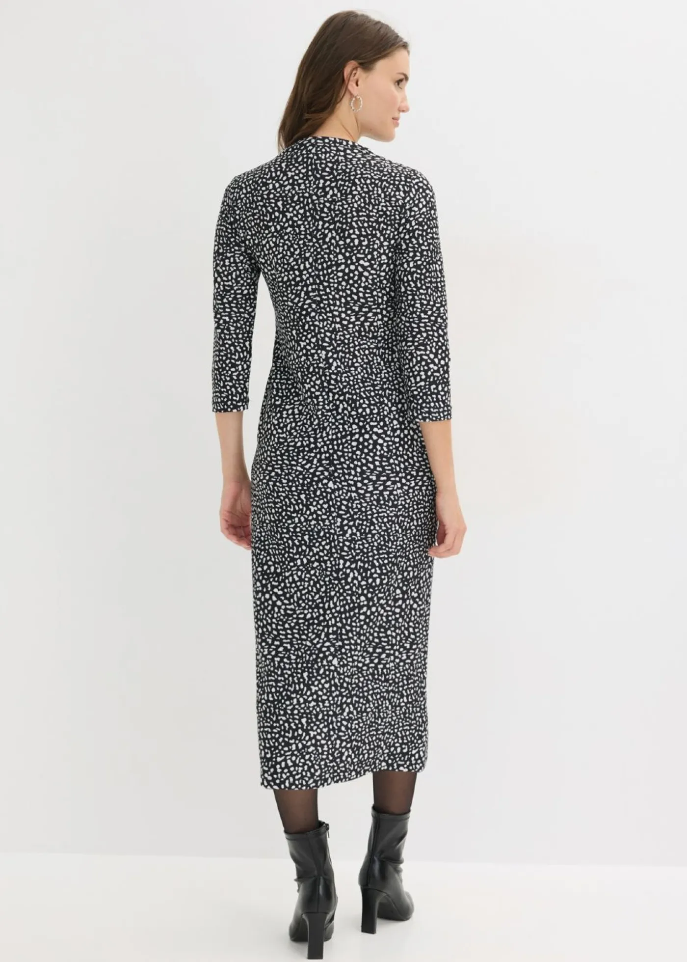 bonprix bonprix Vestido Negro-blanco estampado New