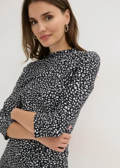 bonprix bonprix Vestido Negro-blanco estampado New