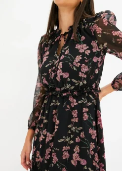 bonprix bonprix Vestido Negro con flores Outlet