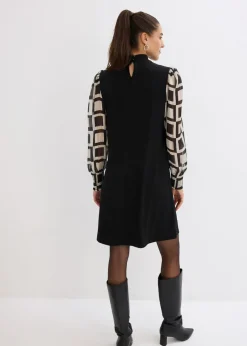bonprix bonprix Vestido Negro/crudo con estampado gráfico Online