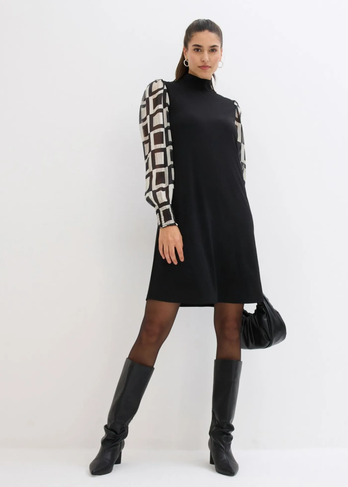 bonprix bonprix Vestido Negro/crudo con estampado gráfico Online