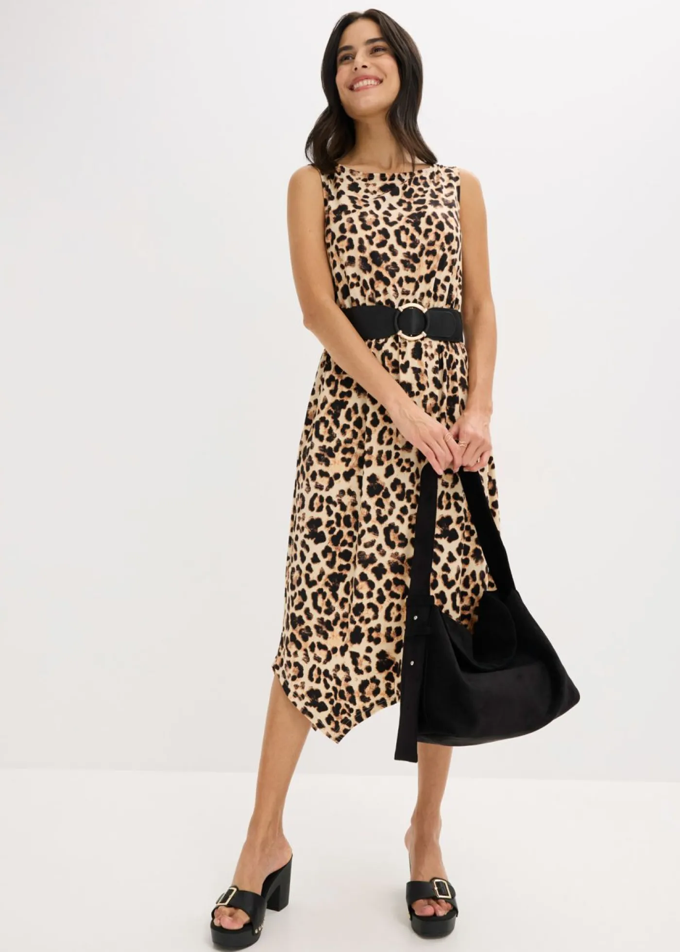 bonprix bonprix Vestido Beige-negro con estampado de leopardo Best